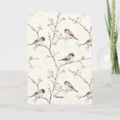 Carte Girl Holding Deer Birds Tree Cream Christmas (Dos)