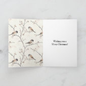 Carte Girl Holding Deer Birds Tree Cream Christmas (Intérieur)