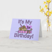 Carte Girl Monkey 1st Birthday Greeting Card (Fleur jaune)