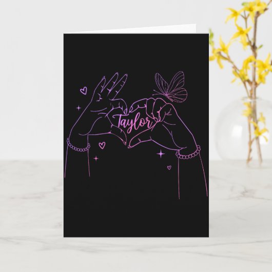 Carte Girl Retro I Love Taylor First Name D Groovy 80's (Fleur jaune)