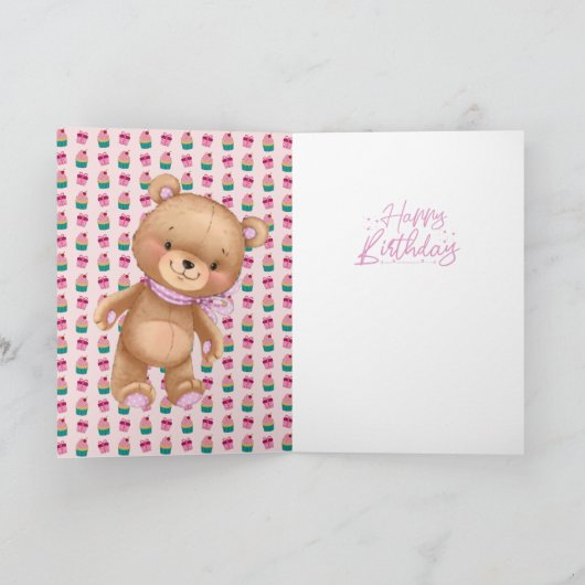Carte girl teddy Joyeux 1er anniversaire ! (Intérieur)