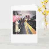Carte "Girl with the Pink Umbrella/Caltrain" par Trina C (Fleur jaune)