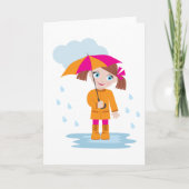 Carte Girl with Umbrella in Rain Kids Rainy Day (Devant)