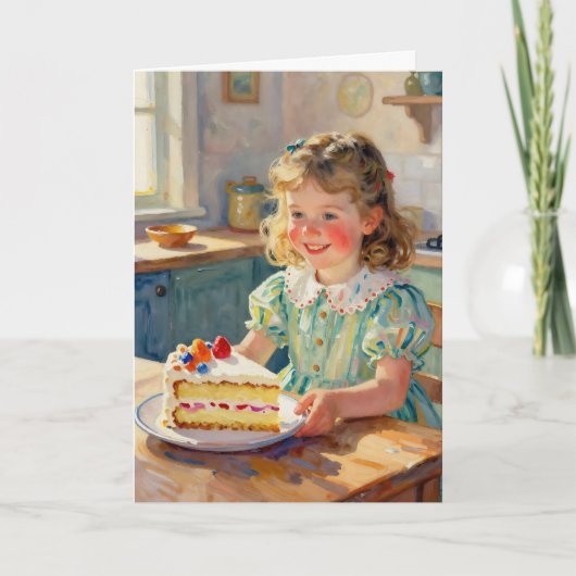 Carte Girl's Birthday | Flowers and Cake (Devant)