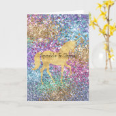Carte Girls rose violet Aqua Mint Or Unicorne Éperche (Fleur jaune)
