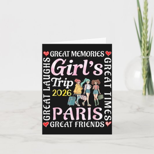 Carte Girls Trip 2026 Paris Great Friends Vacation Trave (Devant)