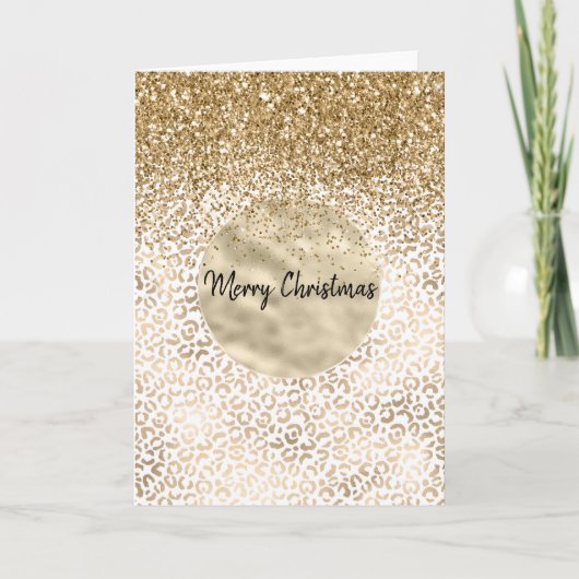 Carte Girly Glam Gold Empreinte de léopard Parties scint (Devant)