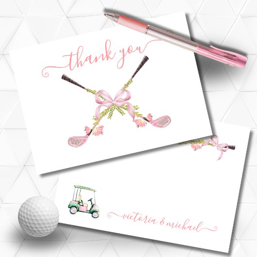 Carte Girly golf clubs preppy Merci Note