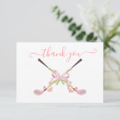 Carte Girly golf clubs preppy Merci Note (Debout devant)