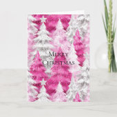 Carte Girly Pink Silver Glam Christmas Trees (Devant)