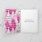 Carte Girly Pink Silver Glam Christmas Trees (Intérieur)