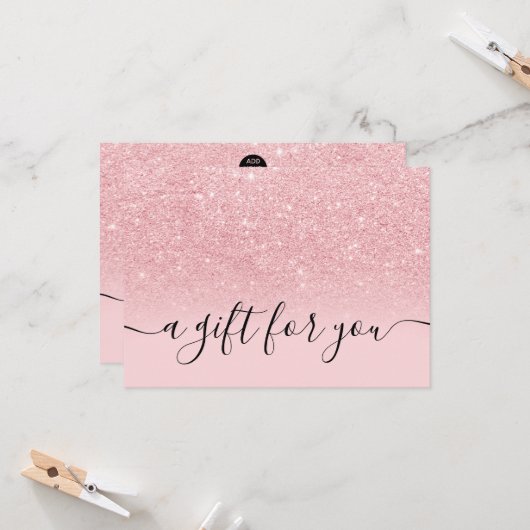 Carte Girly rose parties scintillant ombre scintillant c (Devant/Arrière en situation)