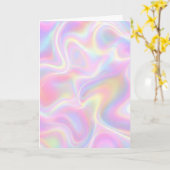Carte Girly Vibrant Pastel Holographic Swirl Design (Fleur jaune)
