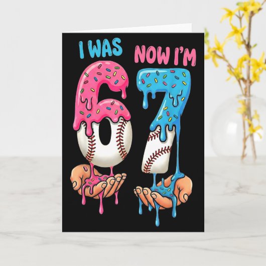 Carte Glace de baseball j'avais 6 ans maintenant j'ai 7  (Fleur jaune)