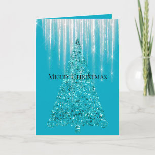Carte Glaçons Bleu Aqua Brillant Sapin de Noël