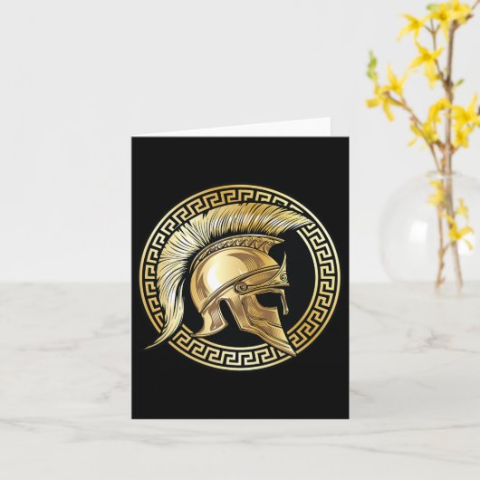 Carte Gladiateur doré casque spartiate Sparta Grec Worko (Fleur jaune)