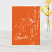 Carte Gladioli dessin blanc sur mariage orange merci (Fleur jaune)