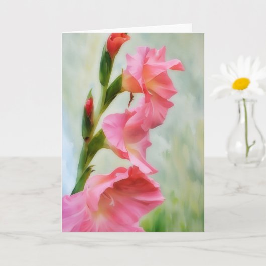 Carte Gladiolus Art Note Fleurs Roses (Petite plante)
