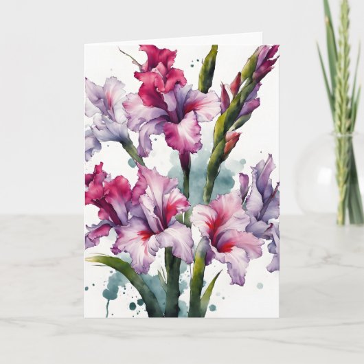 Carte Gladiolus - Fleurs aquarelles (Devant)