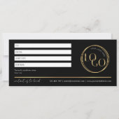 Carte Glam Black & Gold Logo Spa Salon Certificat cadeau (Dos)