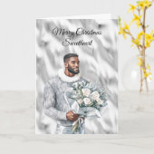 Carte Glam Black Guy Silver Christmas (Fleur jaune)