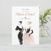 Carte Glam Bridal Party Two Exquisite Ladies Proposal (Debout devant)