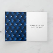 Carte Glam Chic Blue Faux Velvet Argent Anniversaire (Intérieur)