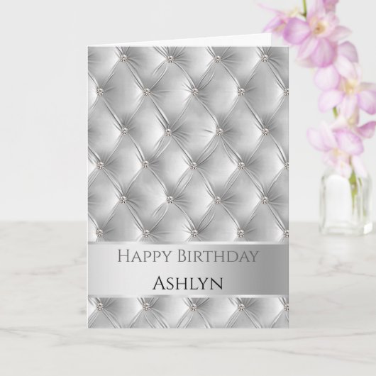 Carte Glam Chic Doux Grey Faux Velvet Argent Anniversair (Orchidée)