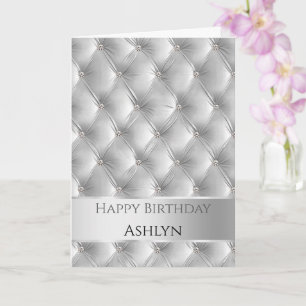 Carte Glam Chic Doux Grey Faux Velvet Argent Anniversair