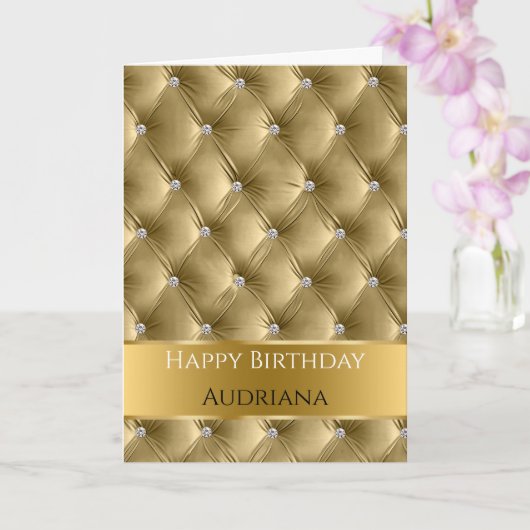 Carte Glam Chic Gold Faux Velvet Argent Anniversaire (Orchidée)