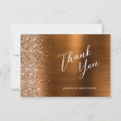 Carte Glam Copper Metallic Wedding Flat Thank You (Devant)