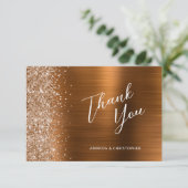Carte Glam Copper Metallic Wedding Flat Thank You (Debout devant)