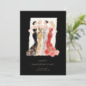 Carte Glam Four Pretty Elegant Women Galentine's Day (Debout devant)