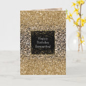 Carte Glam Gold Empreinte de léopard Glitz (Fleur jaune)