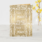Carte Glam Gold Peace Love Parties scintillant (Fleur jaune)