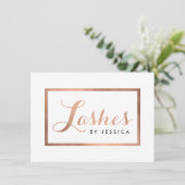 Carte Glam Lashes Script Rose Gold Certificat cadeau (Debout devant)