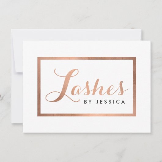 Carte Glam Lashes Script Rose Gold Certificat cadeau (Devant)