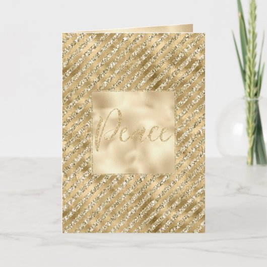Carte Glam Luxe Stripes Gold Parties scintillant Peace (Devant)