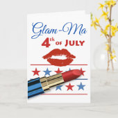 Carte Glam Ma Maman 4 juillet Rouge rouge à lèvres (Fleur jaune)