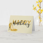 Carte Glam or Parties scintillant Joyeux talons d'annive (Fleur jaune)