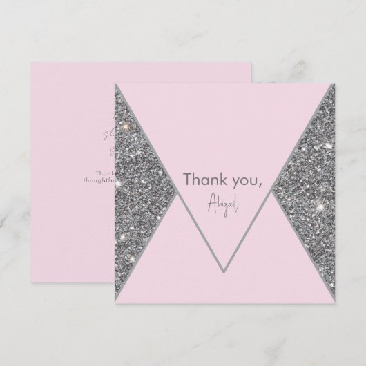 Carte Glam Parties scintillant en argent et Fête des mar (Devant / Derrière)