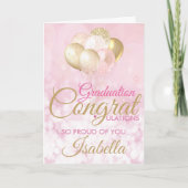 Carte Glam Pink Gold Graduation Félicitations (Devant)