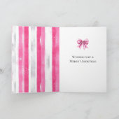 Carte Glam Pink White Christmas Tree Stripes (Intérieur)