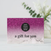 Carte Glam Purple Parties scintillant Ombre Marble téléc (Debout devant)