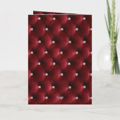 Carte Glam Red Faux Velvet Argent Anniversaire (Dos)
