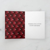 Carte Glam Red Faux Velvet Argent Anniversaire (Intérieur)