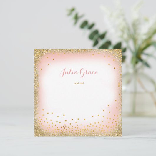 Carte Glam rose Ajouter votre texte (Debout devant)