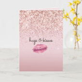 Carte Glam Rose Kiss Lips Blush Parties scintillant (Fleur jaune)