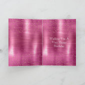 Carte Glam rose or étincelle Confetti Anniversaire (Intérieur)