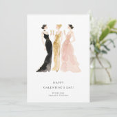 Carte Glam Three Pretty Elegant Women Galentine's Day (Debout devant)